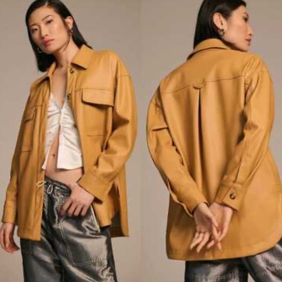 Anthropologie Maeve Faux Leather Shirt Jacket Size XS - Picture 2 of 8